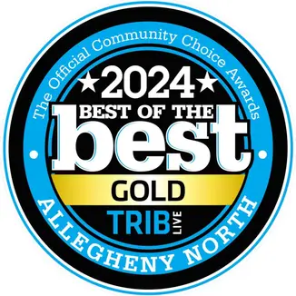 2024 Best of the Best Gold Award badge from Trib Live, recognizing Highlander Waterproofing in Allegheny North for excellence in basement waterproofing and foundation repair services.