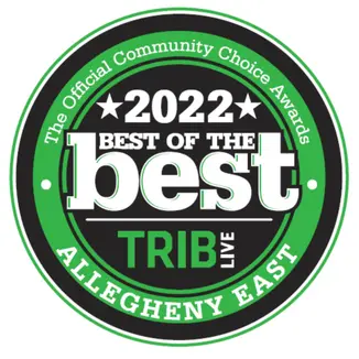 2022 Best of the Best award badge from Trib Live, recognizing Highlander Waterproofing & Foundation Repair for excellence in service within Allegheny East.