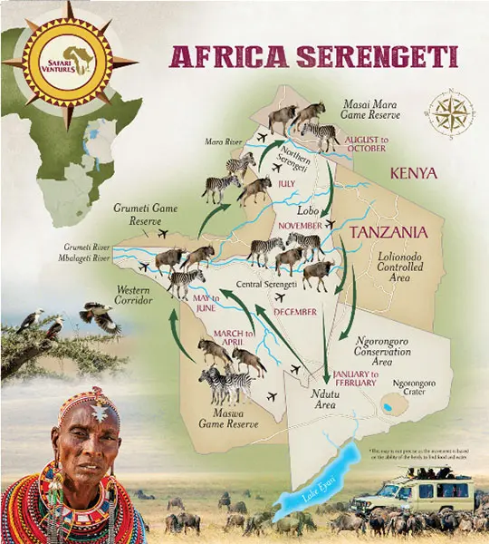 Africa Serengeti migration map