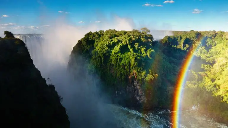 rainbow at victoria falls