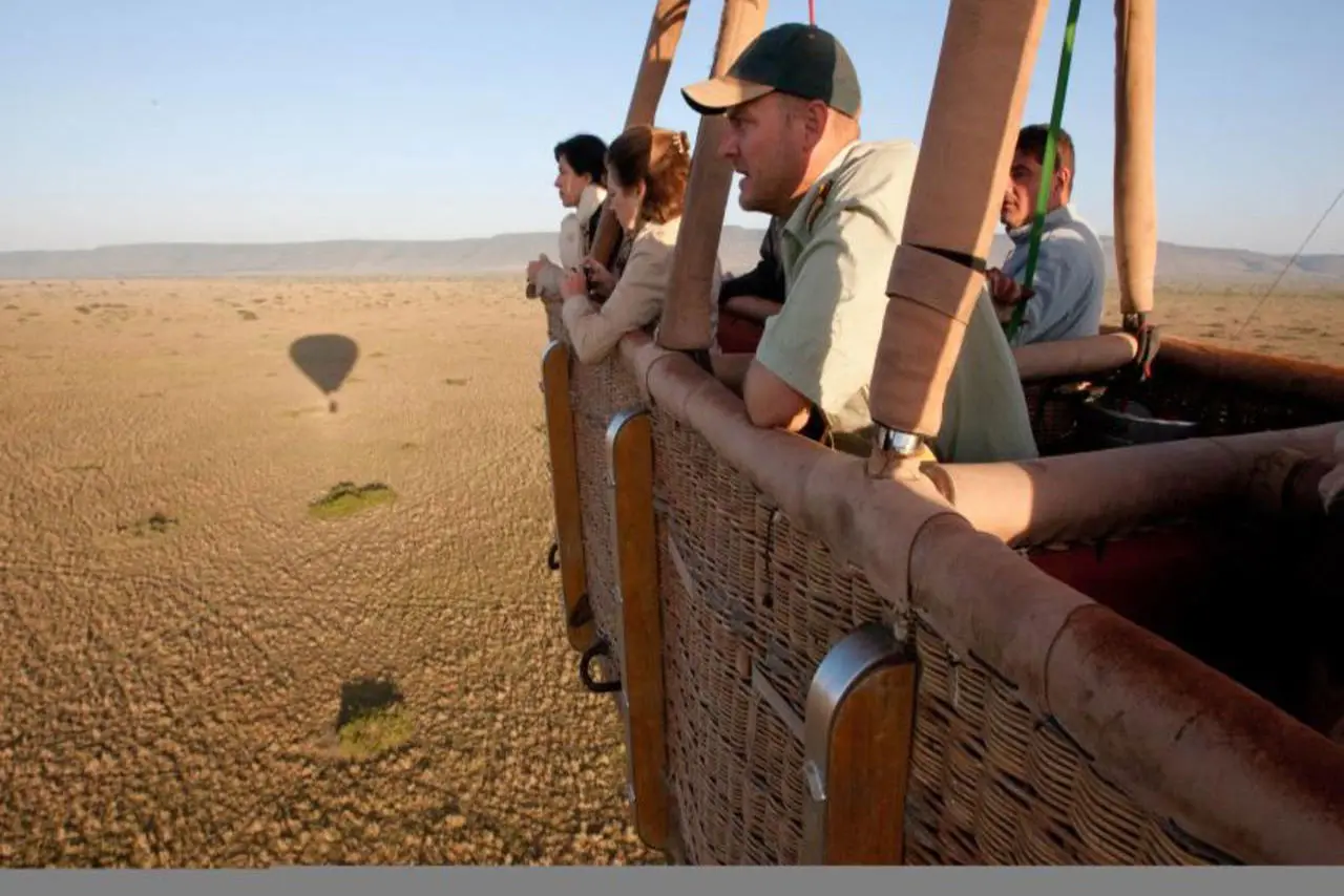 people on a hot air balloon safari