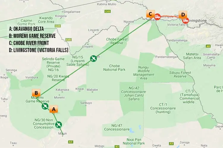 Okavango Delta and Victoria Falls Luxury