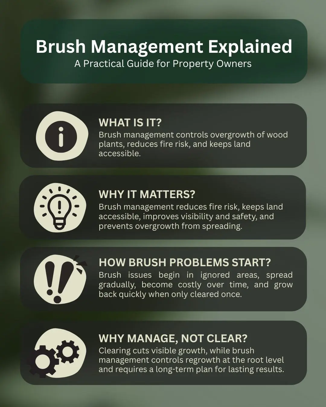 Stronghold Vegetation Management 16710 County Rd 569 Rosharon, TX 77583, USA 281 369 0321 infographics on brush management