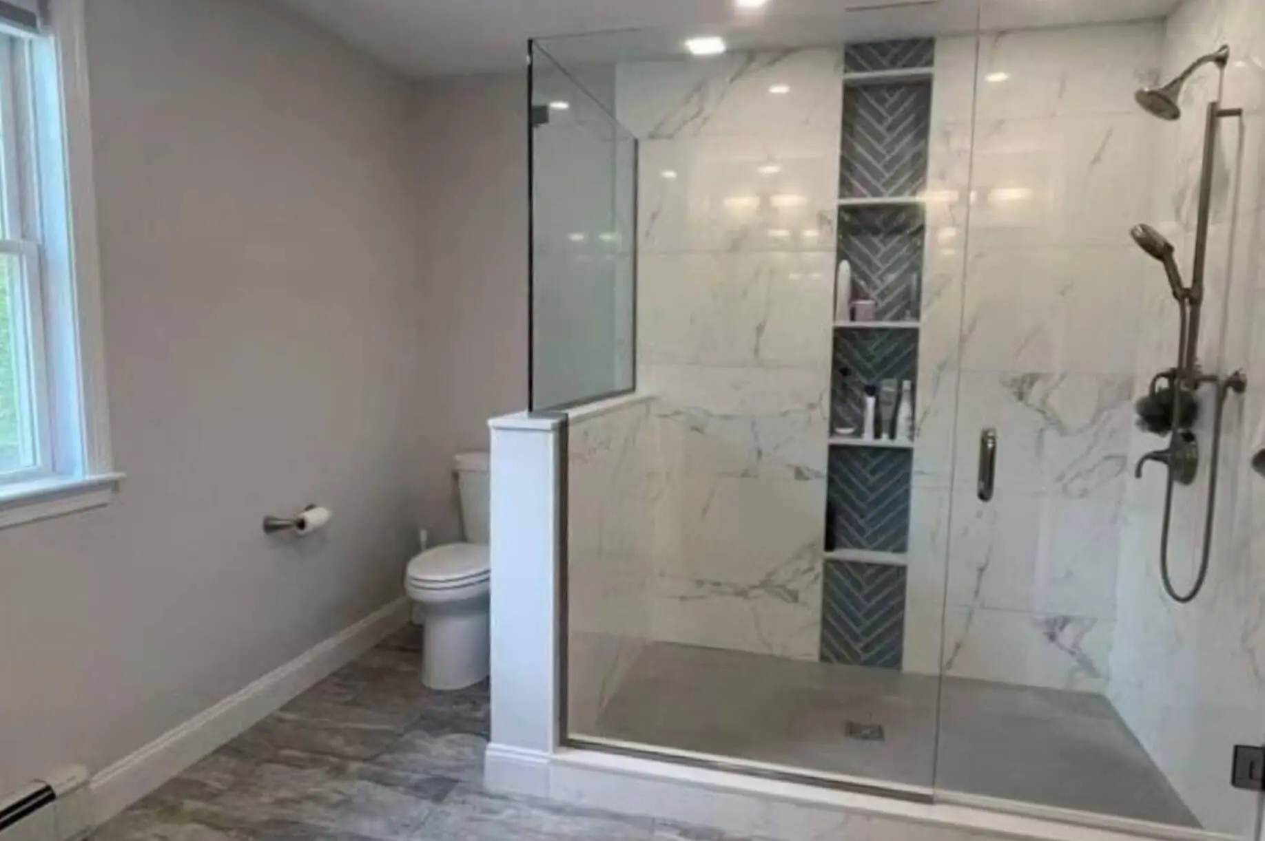 Luxury bathroom remodel with walk in shower – home remodeling Marlborough MA