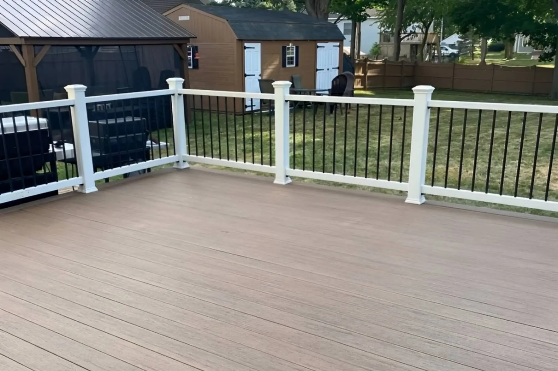 Custom wooden deck with backyard view – home remodeling Marlborough MA
