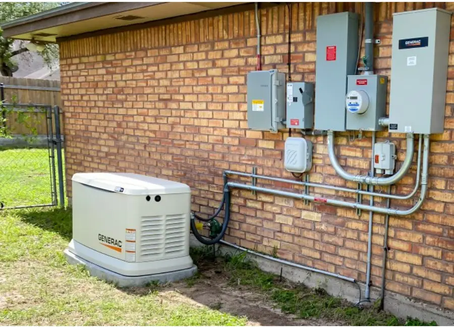 Outdoor home electrical backup generator installation