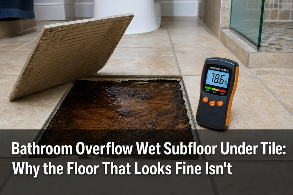Bathroom Overflow Wet Subfloor Under Tile: Why the Floor That Looks Fine Isn't