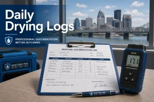 Professional moisture documentation and daily drying logs for Louisville water damage insurance claims