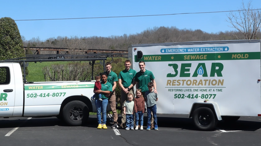 Bear Restoration team photo with service truck Louisville KY