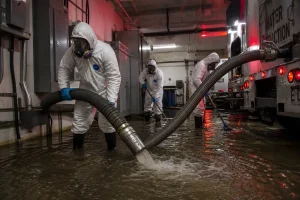 Professional sewage backup cleanup methods in Louisville KY utility room