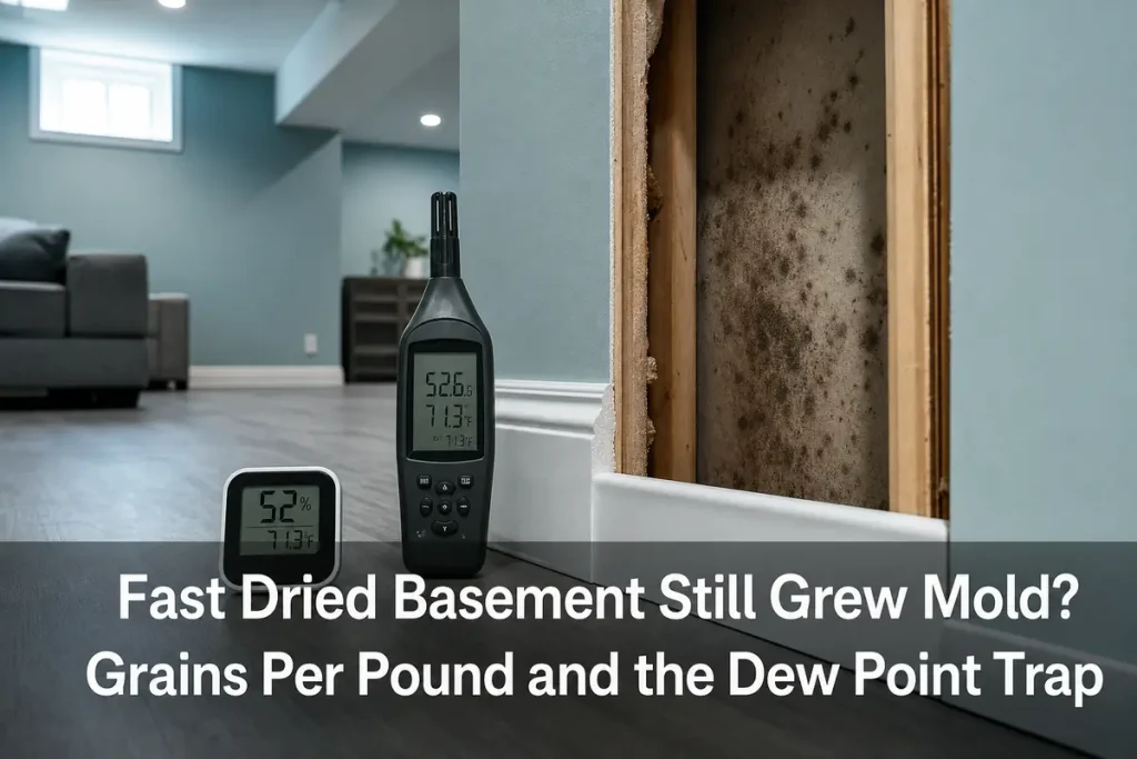 Fast Dried Basement Still Grew Mold? Grains Per Pound and the Dew Point Trap