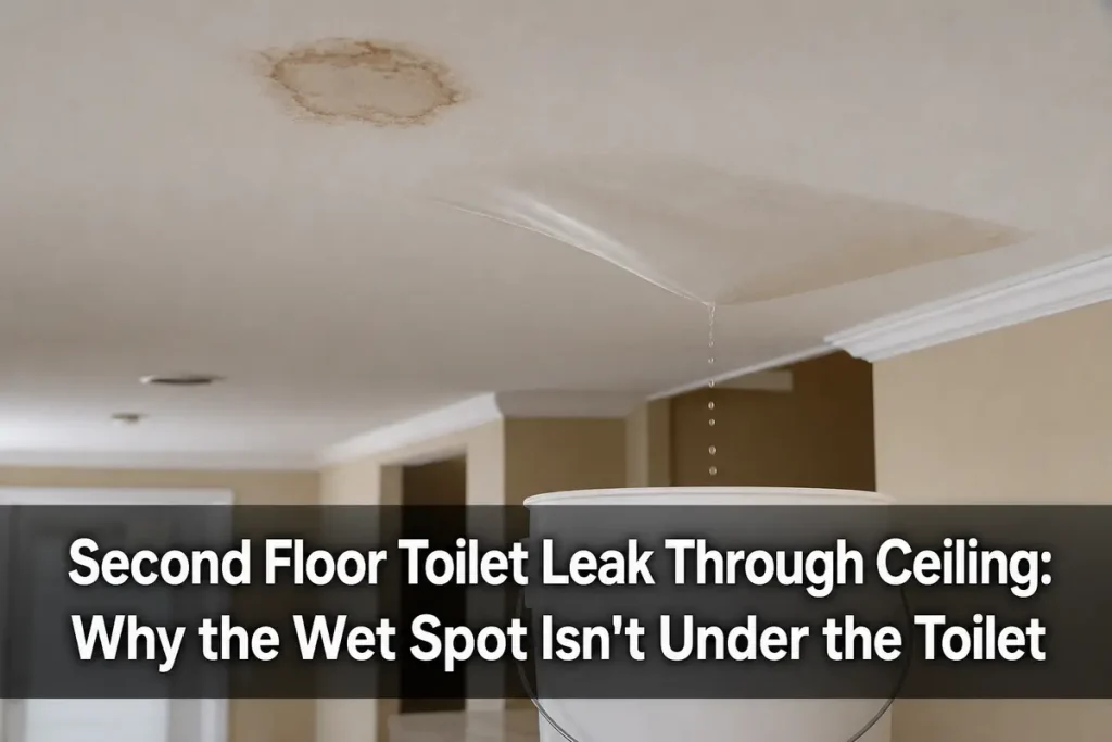 Second Floor Toilet Leak Through Ceiling: Why the Wet Spot Isn't Under the Toilet