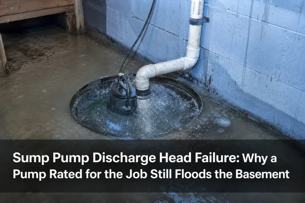 Sump Pump Discharge Head Failure: Why a Pump Rated for the Job Still Floods the Basement