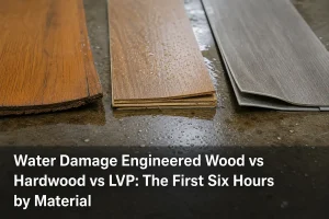 Water Damage Engineered Wood vs Hardwood vs LVP: The First Six Hours by Material