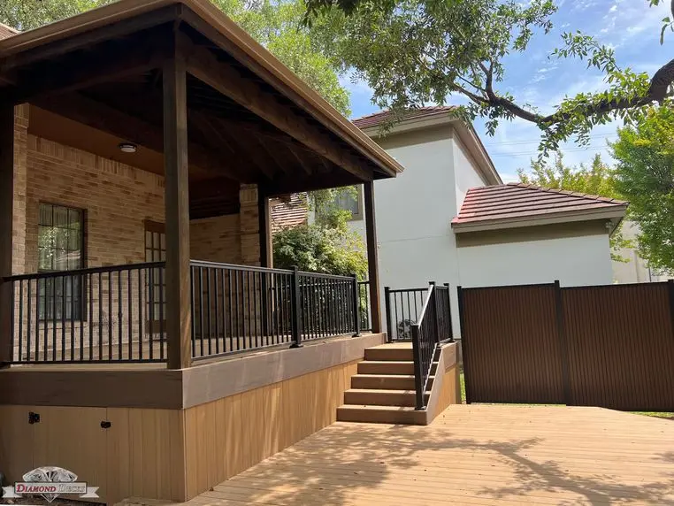 Custom patio cover project by Diamond Decks in San Antonio, TX (project photo 9, view 2)