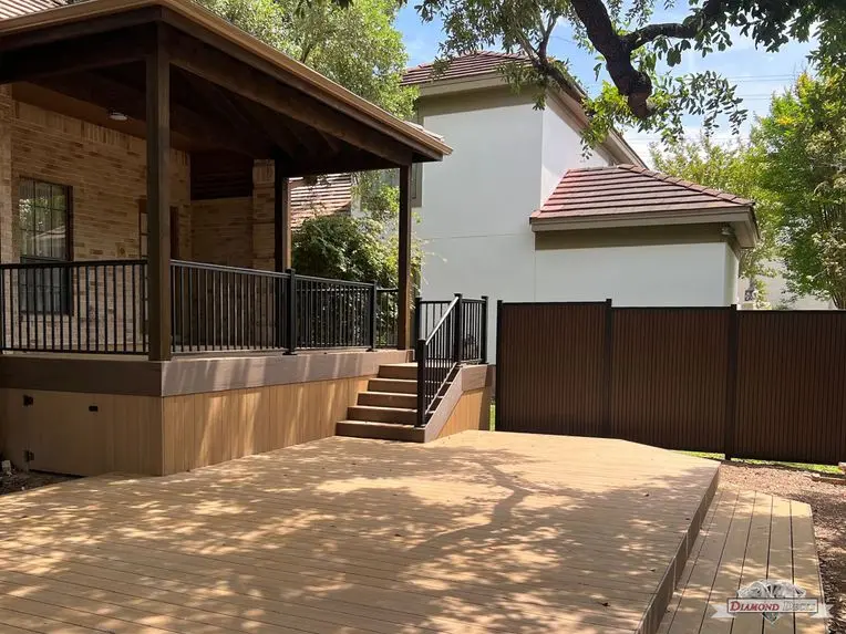 Custom patio cover project by Diamond Decks in San Antonio, TX (project photo 8, view 2)