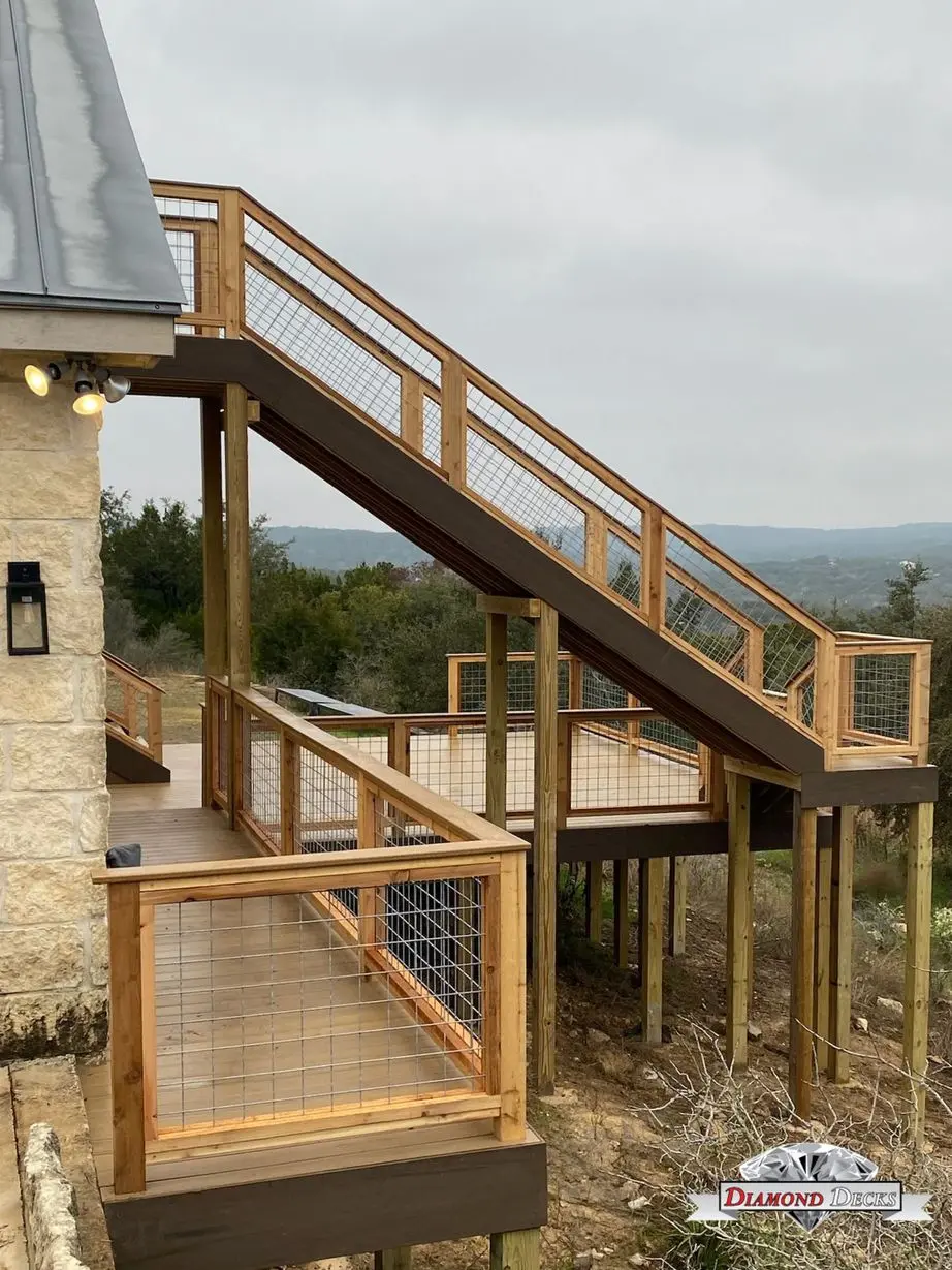 Outdoor railing installation by Diamond Decks