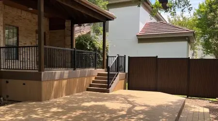 Custom patio cover project by Diamond Decks in San Antonio, TX (project photo 8, view 2)