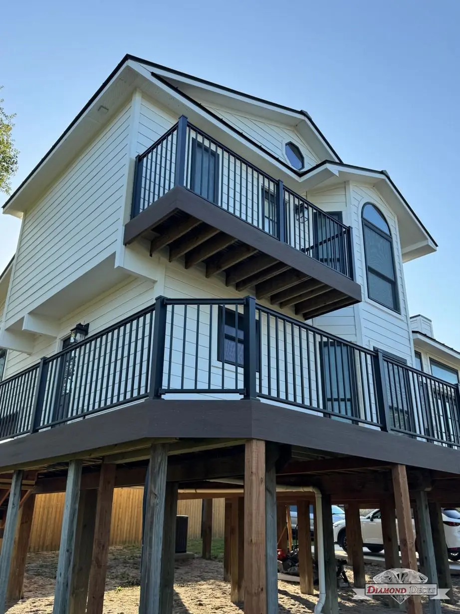Outdoor railing installation by Diamond Decks