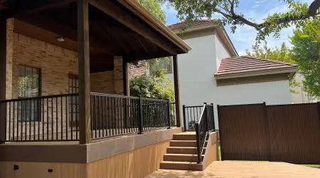 Custom patio cover project by Diamond Decks in San Antonio, TX (project photo 9, view 2)