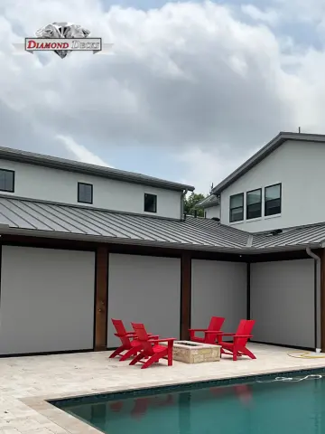 Retractable sun shade installation by Diamond Decks