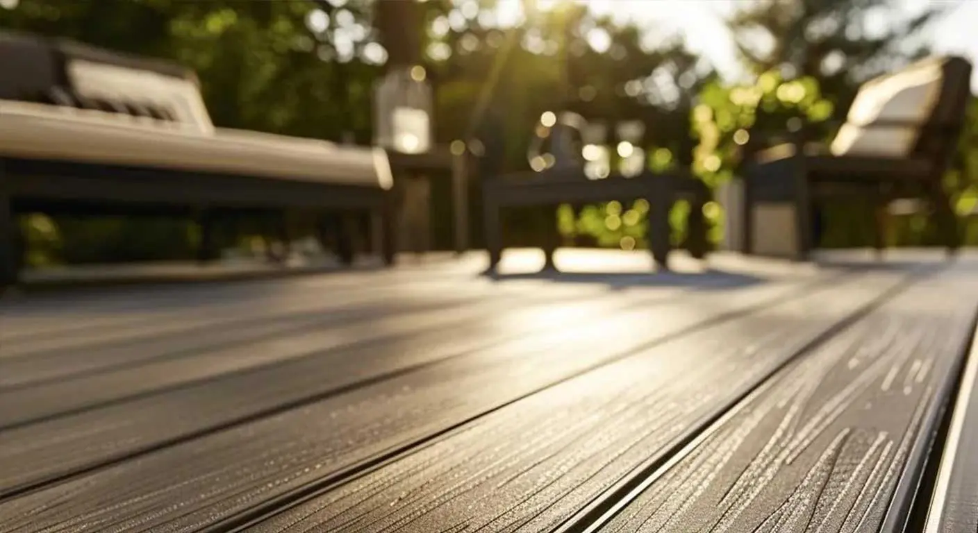 Close-up of composite deck boards
