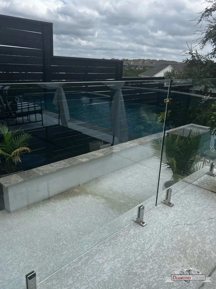 Outdoor railing installation by Diamond Decks