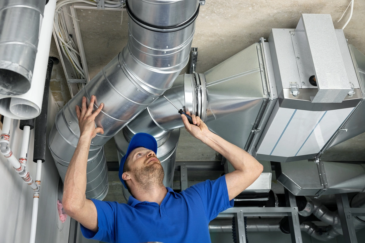 checking air duct to clean