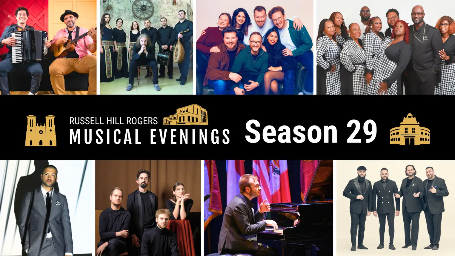 Collage of artists from Season 29 of Musical Evenings