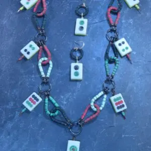 Mahjong Tile + Telephone Wire Earrings & Necklace