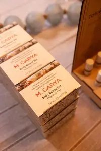 M. Carya Body Butter Bars on display, the early results of bringing a Texas heritage crop into a different kind of craft.