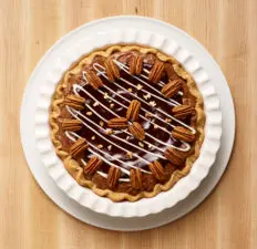 A pecan pie sits on a table. Pecan demand in the U.S. for many years has been about 75% in the baking category; that has started to change.