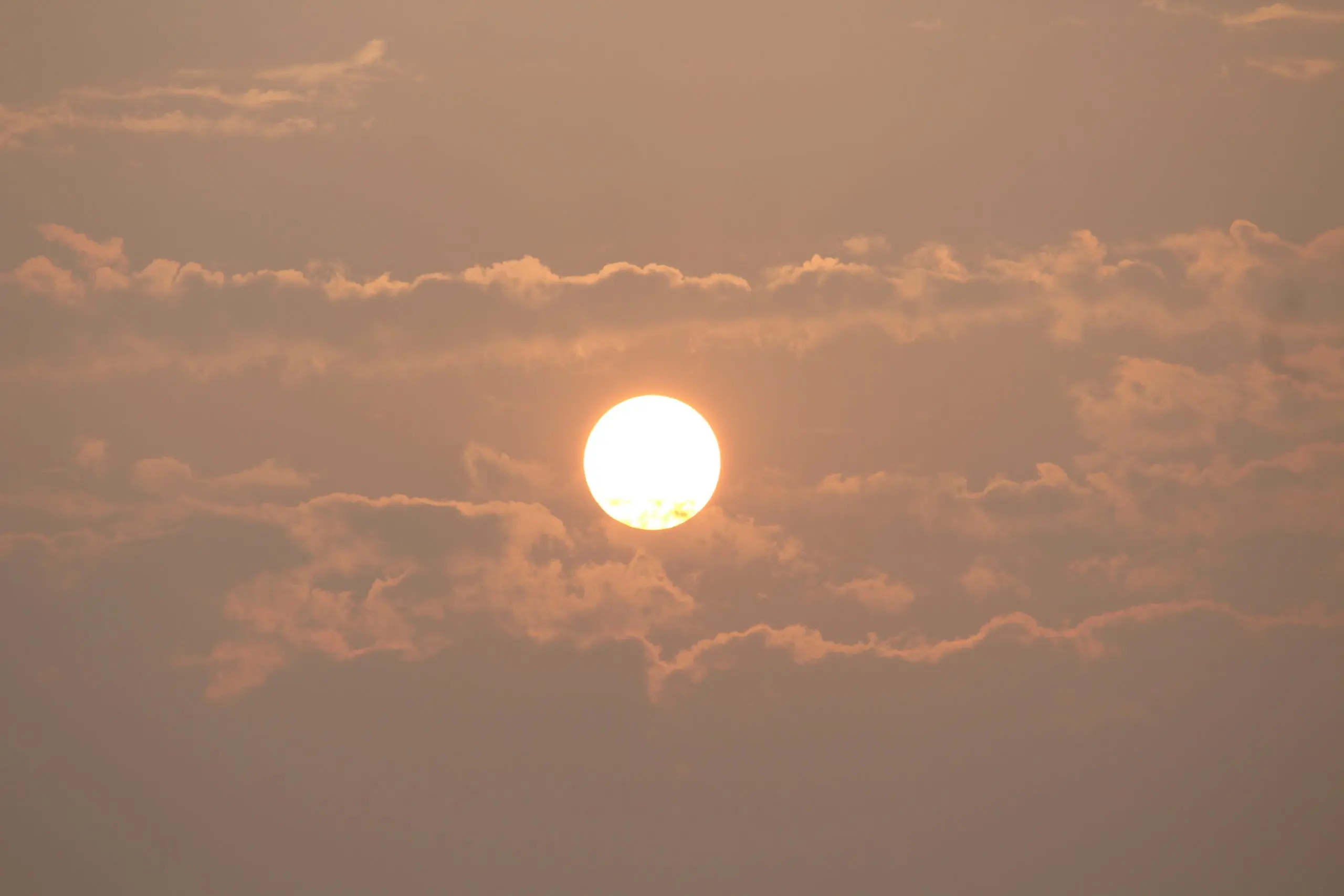 A yellow sun burns in a dusky sky.