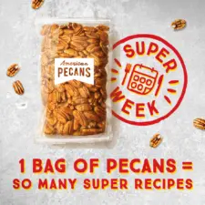 A promotional image from the APC that shows a bag of pecans and the Superweek logo in red. It reads: "1 bag of pecans = so many super recipes."