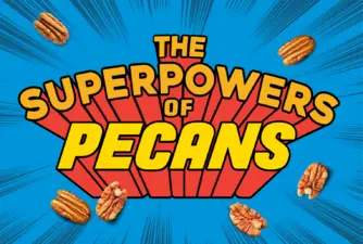 APC graphic for the "Superpowers of Pecans" marketing campaign.