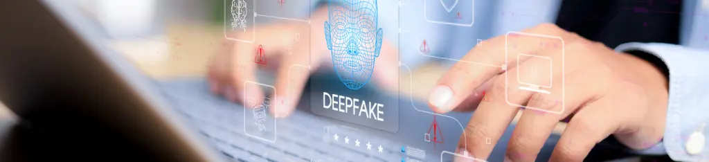 Deepfake concept ,Facial tracking, detection and recognition technology, Security system. Cyber security and Security password login online concept.