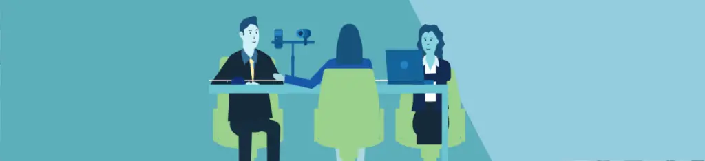 illustrated people working at a desk together