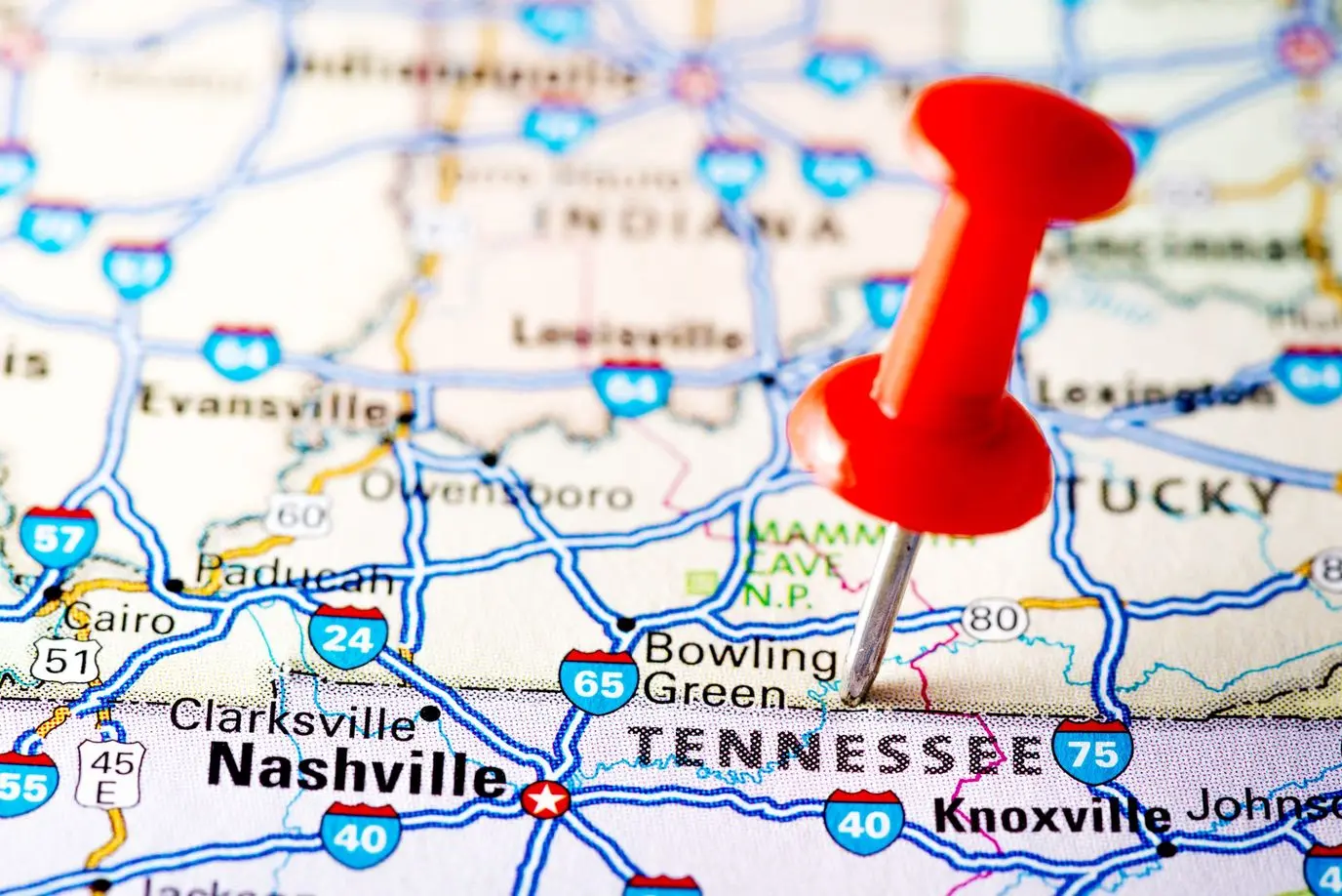 Tennessee Map Tennessee Pinned on a Map