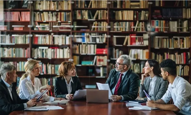 Meeting at a conference table