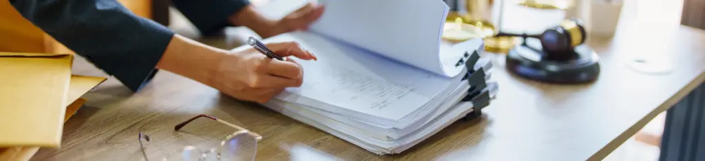 lawyer writing notes