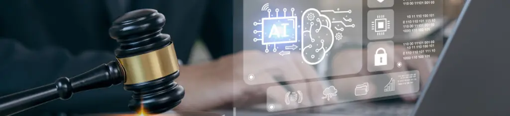 Ethics or AI Concept Businessman using computer