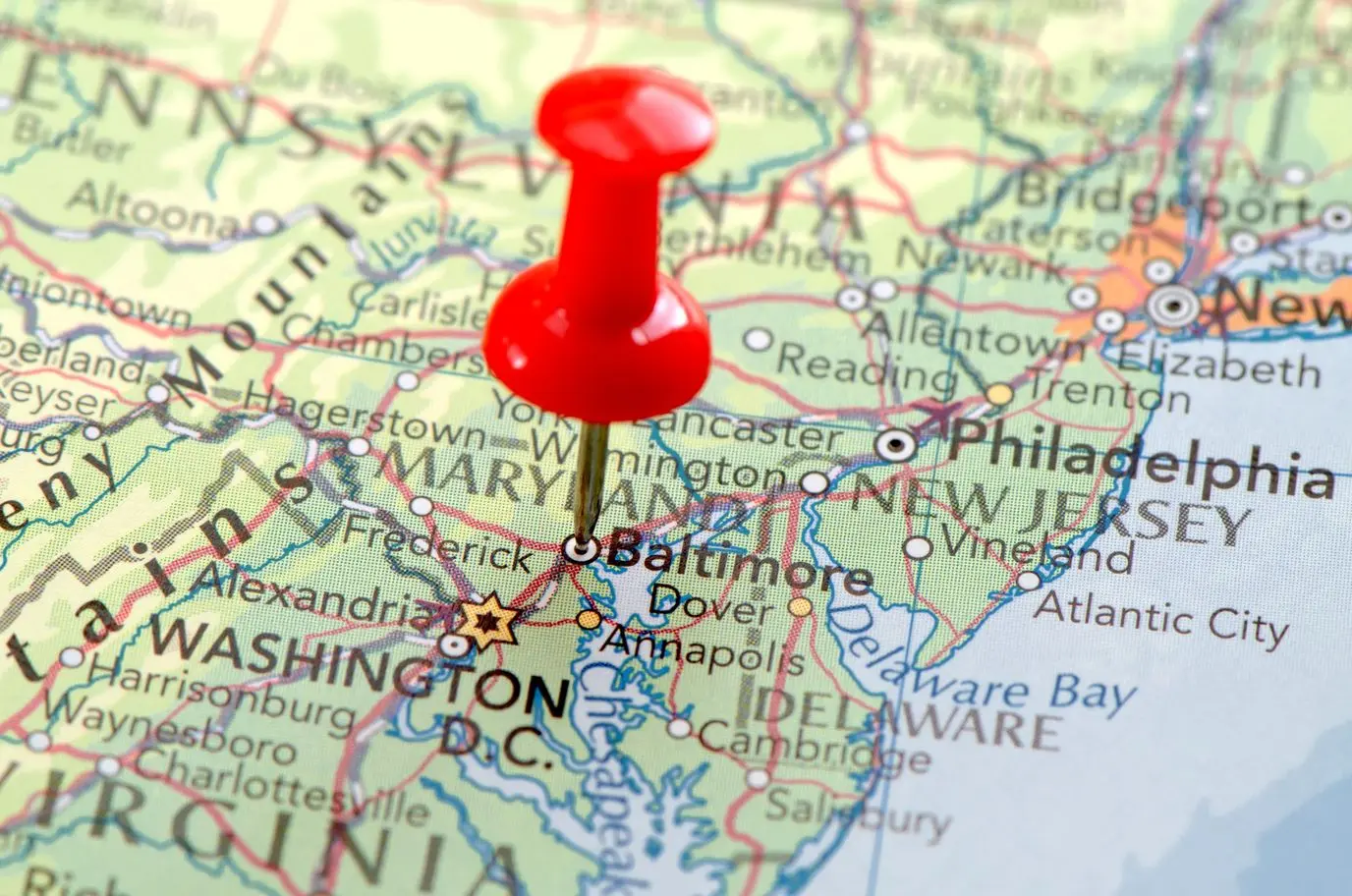 Baltimore city map Focus on America on the Map. Source: "World reference atlas"