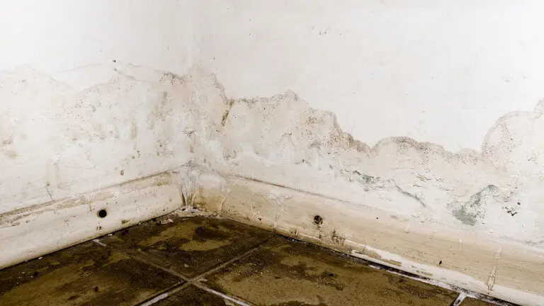 Water Damaged Wall and Floor with Mold