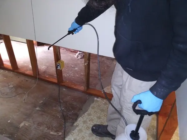 Exposed wet framing treated with anti-microbial
