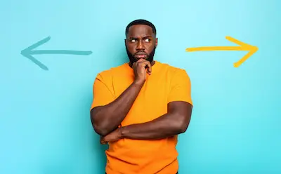 Man trying to decide which to choose