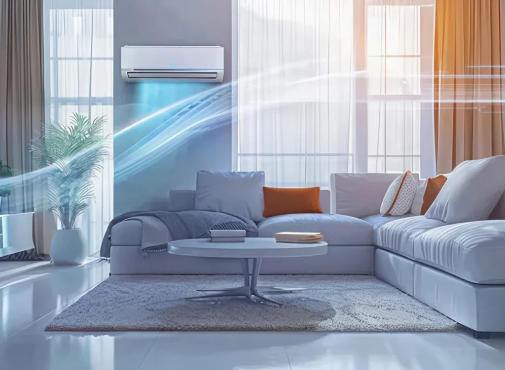 Clean air flowing through living room