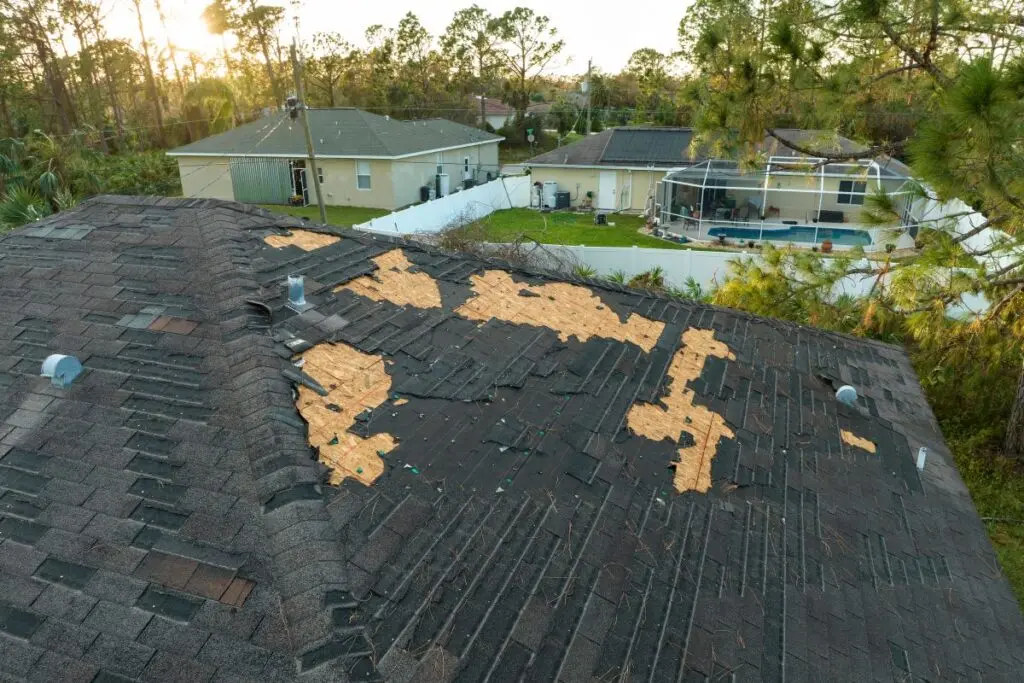 storm damage roof insurance claim shingles removed from roof