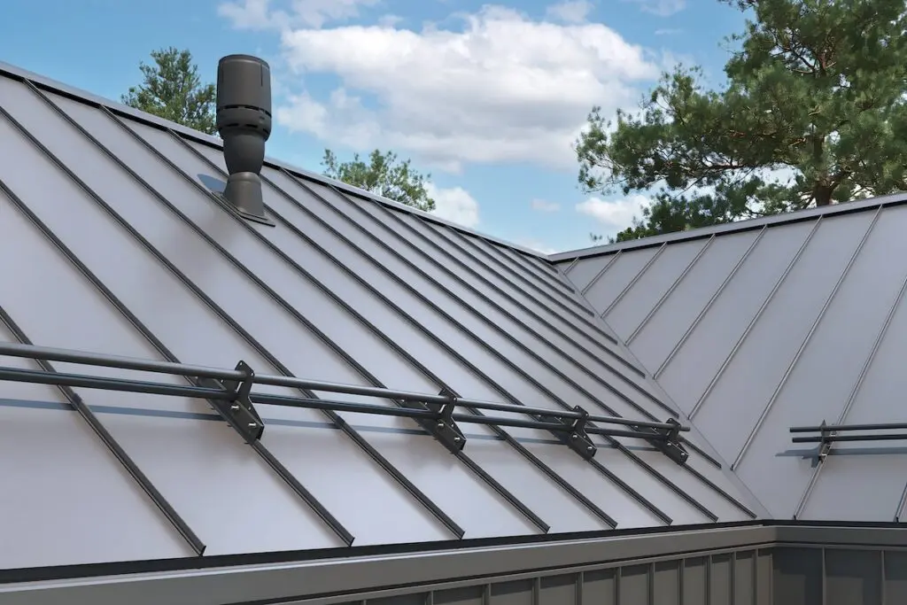 metal roofing navarre oh Close-up house retro roof panel with standing seam and fasteners. Classic style black metal panel with rebate joint. Modern galvanized steel roofing sheet with ribs. roofing. Building's covering