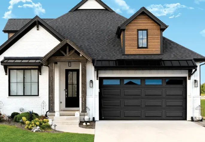 black steel garage door
