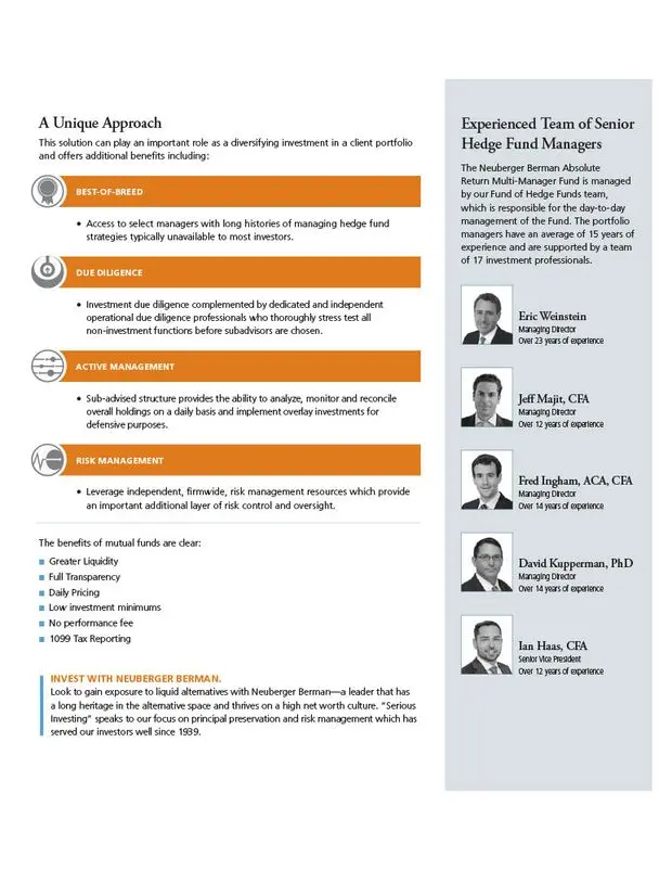 portfolio sample of Neuberger Berman brochure